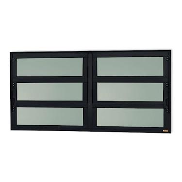 Imagem de Janela de Aluminio Basculante 2 Seções Elite Vidro Boreal 60cm x 200cm Brimak Preto