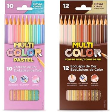 Imagem de Kit EcoLápis de Cor, Multicolor, Lápis de Cor Tons Pastel caixa com 10 Cores, Lápis de Cor Tons de Pele caixa com 12 Cores.