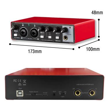 Imagem de Profissional USB Audio Interface  Placa de Som Equipamento de Gravação Loopback Monitoramento 48V