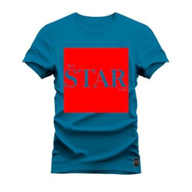 Imagem de Camiseta Premium Algodão Estampada Star Red Azul G