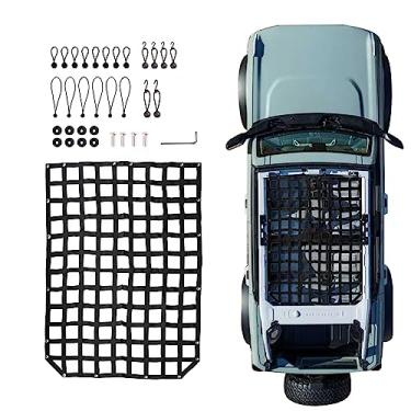 Imagem de RERPRO Rede de teto compatível com 2021 2022 2023 2024 Ford Bronco 6ª geração. Rede de carga de 4 portas para telhado Bimini Top Hammock Acessórios de decoração externa de telhado de tela de topo