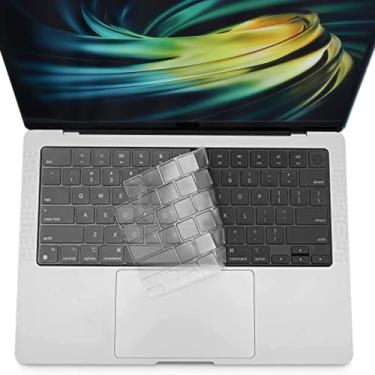Imagem de Capa de teclado ultrafina para MacBook Air 34.5 cm M2 A2681 2022 e MacBook Pro 14/16 polegadas M1 Pro/Max A2442/A2485 2021, película protetora de TPU impermeável, transparente