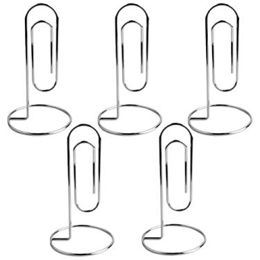 Imagem de LNQ LUNIQI Suporte de mesa jumbo com clipe de papel, 5 peças, suporte para fotos, assento de cartão para guardar, organizar arquivos, lembretes e anotações ou colocar cartões de festa de casamento