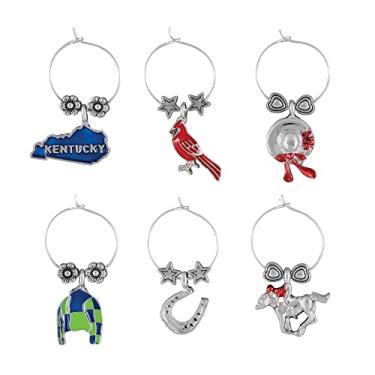 Imagem de Wine Things, 6 peças, pingentes de vinho/marcadores de bebida para taças de vinho, festa de degustação de vinhos (estado), Metal, Sem pedras preciosas