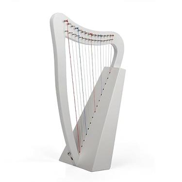 Imagem de Harpa de lira, instrumento musical de 15 cordas feito de madeira de mogno instrumento com acessórios, harpa portátil para iniciantes (branco)