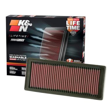 Imagem de K&N Filtro de ar do motor original de alto fluxo vitalício: Aumento de potência: Premium, Lavável: Compatível com 2007-2017 AUDI: A4, A5, Q5, 33-2945