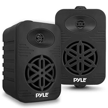Imagem de Par de alto-falantes externos para ambientes internos - Sistema de alto-falantes de gama completa de 300 watts duplo à prova d'água de 4" com Tweeter de polímero de alta conformidade de 1,2 cm - em casa, barco, marinha, deque, pátio, beira da piscina (preto)