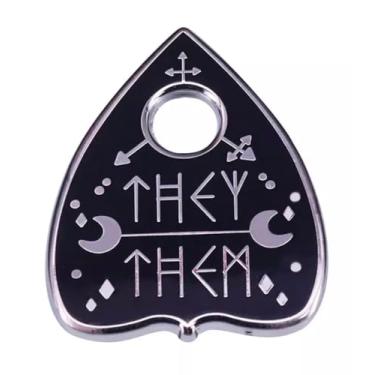 Imagem de They Them Non-Binary Nonbinary Gênero Neutro Pronomes LGBTQ Ouija Board Pick Goth Halloween 3.2 cm Emblema de broche esmaltado, 1.25 Inches, Esmalte, Esmalte