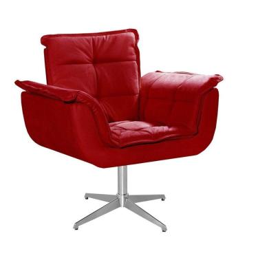 Imagem de Poltrona Giratória de Metal Opala Decoração Sala Recepção Vermelho