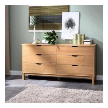 Imagem de Cômoda de Madeira Maciça 6 Gavetas Grande Marrom Yucatan