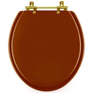 Imagem de Assento Sanitário Convencional Oval Universal Caramelo com Ferragem Dourada