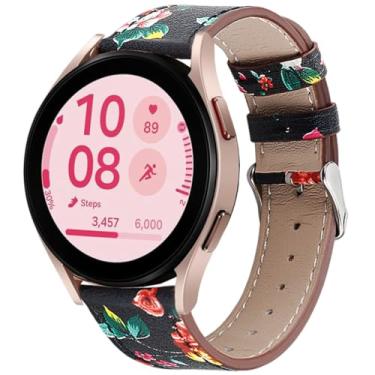 Imagem de DEALELE Pulseiras de substituição compatíveis com Samsung Galaxy Watch 7 / FE / 6/6 classic / 5/5 Pro / 4/4 Classic / 3 41 mm/Active 2 / Huawei GT3 / GT2 42 mm, pulseira de substituição de couro