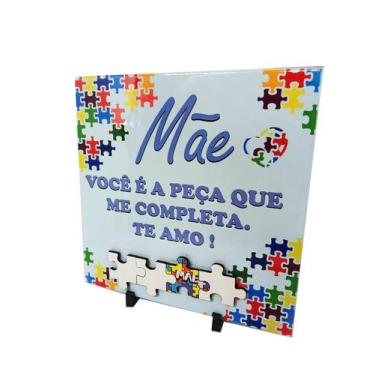 Imagem de Porta Retrato Presente Azulejo Dia das Mães Autistas  20 x 20 cm com p