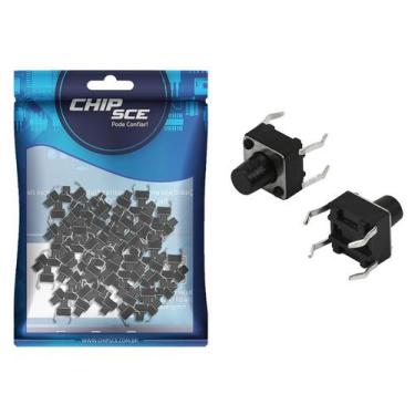 Imagem de 100x Chave Táctil 4 Terminais 6 x 6 x 7mm - 180ºGraus - CHIPSCE