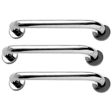 Imagem de Alça de Apoio 30cm Kit 3 Unidades Barra Aço Inox Idoso Cadeirante Aces