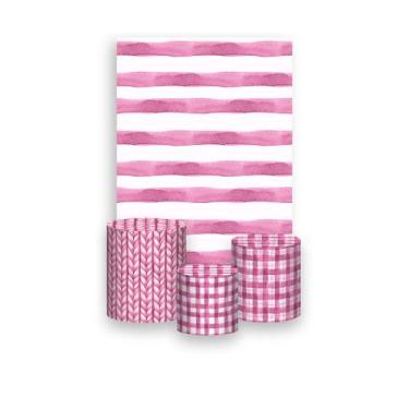 Imagem de Painel De Festa Vertical 1,50 x 2,20 + Trio De Capas Cilindro - Listra