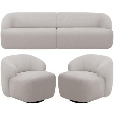 Imagem de Sofá 3 Lugares Curvo Orgânico com 02 Poltronas Para Sala Living 220cm 