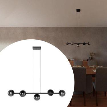 Imagem de Pendente Lustre Luminária de Teto Jabuticaba Com 5 Globos Vidro 10cm -