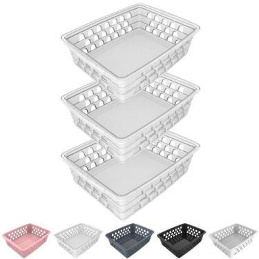 Imagem de Kit 3 Cesto Organizador Multiuso Decorativo Médio p/ Gaveta Armário 20