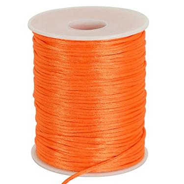 Imagem de TONIFUL Cordão de acabamento de nylon acetinado laranja de 2 mm x 100 metros para fabricação de joias Kumihimo de nó chinês para fabricação de joias de Kumihimo, fios de miçangas e tecido de artesanato