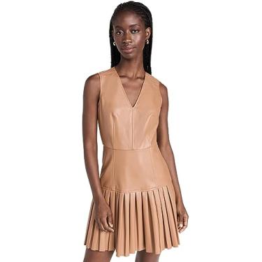 Imagem de Shoshanna Minivestido feminino de couro sintético Tae, Camelo, 42