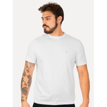 Imagem de Camiseta Calvin Klein Masculina Meia Malha Basica Upper CK Branca, XL/