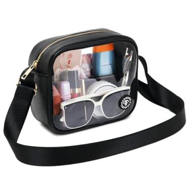 Imagem de FARMARK Bolsa transversal transparente, bolsa de pochete transparente aprovada para shows, eventos esportivos e festivais (preto), Preto