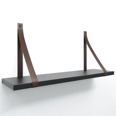 Imagem de Prateleira Em Mdf Preto 50x15cm Com Alça Cor Café