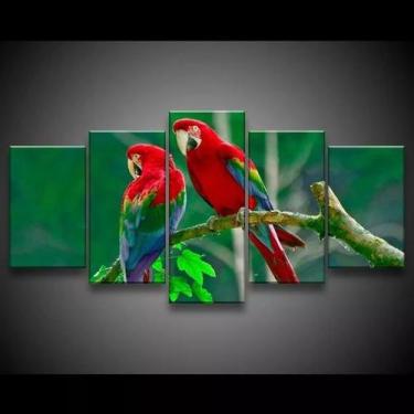 Imagem de Quadro Decorativo 129x63 Sala Quarto Casal Araras Vermelhas - Wall Fra