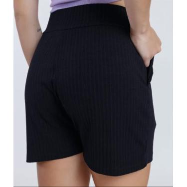 Imagem de kit 3 short feminino, short canelado, com bolso, tecido com elasticida