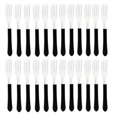 Imagem de Kit 24 Garfos De Mesa Jantar Leme Tramontina Aço Inox Cabo Preto, Garf
