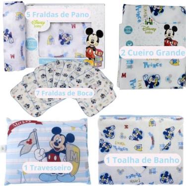 Imagem de Kit Enxoval Para Bebê 16pçs Edição Disney 5 Fraldas de Pano 7 Fraldas 