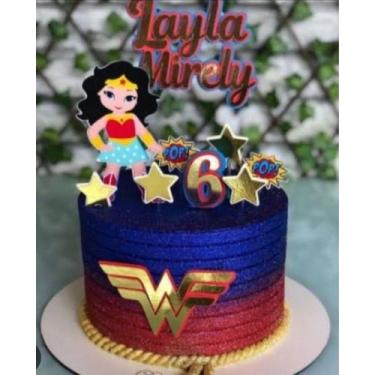 Imagem de Topo de Bolo Mulher Maravilha personalizado com nome e idade - Lulu Ma