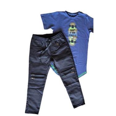 Imagem de Conjunto infantil com calça menino - Dmiss Baby, Azul, 2, 8
