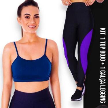 Imagem de Conjunto Top fitness ALÇA FINA bojo Feminino + Calça LEG LEGGING REDIN