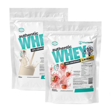 Imagem de Kit 2 Authentic Whey 900g Natural + Morango - WiseHealth