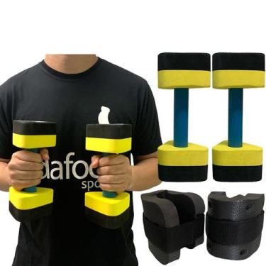 Imagem de Kit Hidroginástica Com Halteres 1-2Kg + Caneleiras 1-2kg Em EVA Preto/