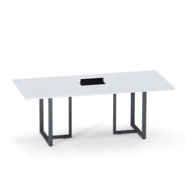 Imagem de Mesa de Reunião Retangular com Power Box Tubular P25 Pandin 2,6 M Cinz