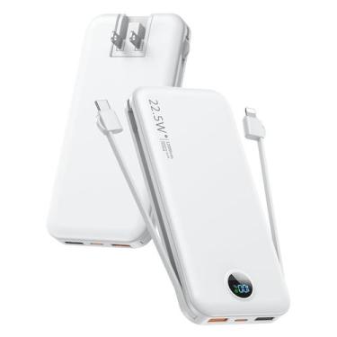 Imagem de Carregador portátil citicr 12000mAh com cabos e plugues integrados