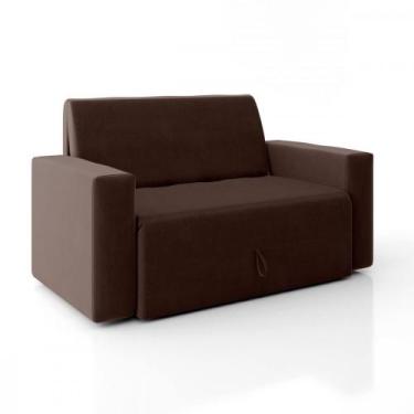 Imagem de Sofá Cama Casal 5000 Com Braço Veludo Marrom Mamflex, Tabaco