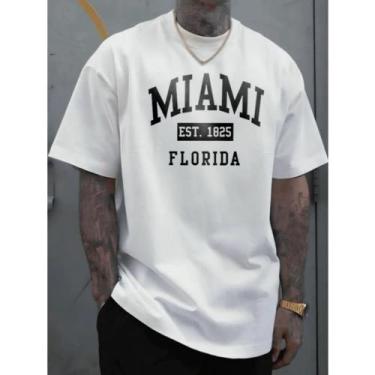 Imagem de Camiseta Masculina Branca  Estampada Miami - Arizonna, G1