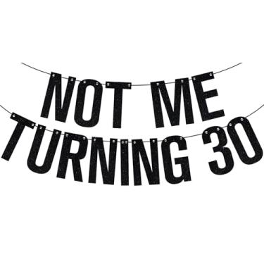 Imagem de Banner Mot Me Turning 30 Black Glitter, Happy 30th Birthday/Cheers to 30 Years, Funny 30th Birthday Party Decorações Suprimentos
