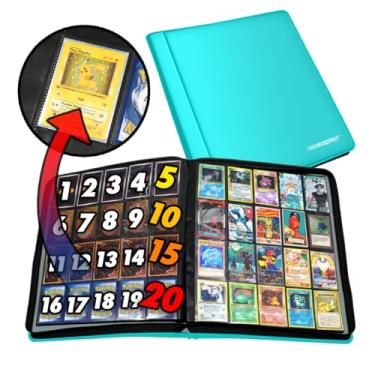 Imagem de CollectaBeast Mais de 1280 cartões Álbum de cartões de colecionador com 20 fichários de bolso - páginas compatíveis com cartões de Pokémon, cartões de esportes, yugioh, mtg e outros tcg - ca