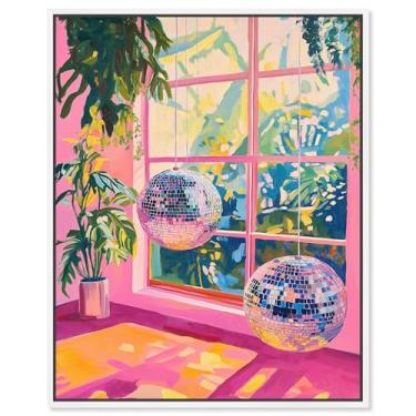 Imagem de Art Remedy Impressão artística moderna em tela neon Sundown, moldura branca, 40,6 cm x 50,8 cm