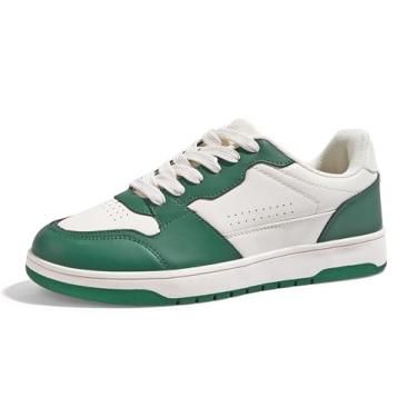Imagem de LUCKY STEP Tênis masculino moderno com cadarço casual cano baixo antiderrapante tênis skate basquete caminhada, Verde/branco, 40