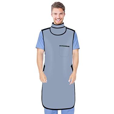 Imagem de LVCHEN avental de chumbo para raios X - avental de chumbo de 0,5 mmpb com escudo de tireóide avental leve de laboratório dentário para hospitais laboratórios lares de idosos cinza