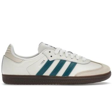 Imagem de Adidas Sambae feminino (branco nuvem/azul-petróleo/branco maravilha, sistema de tamanho de calçados dos EUA, adulto, masculino, numérico, médio, 39) (branco nuvem/azul-petróleo/branco maravilha,