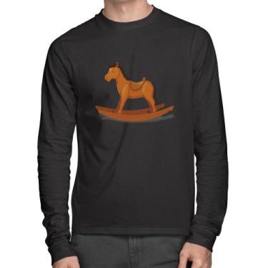 Imagem de Camiseta Algodão Cavalinho De Pau Manga Longa - Foca na Moda, Preto, M