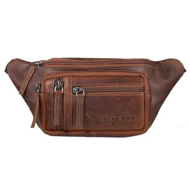 Imagem de Pochete pequena de couro genuíno com bolso multifuncional para uso ao ar livre e viagens com alça de cintura ajustável, Bronzeado, Medium, Mini pochete de viagem