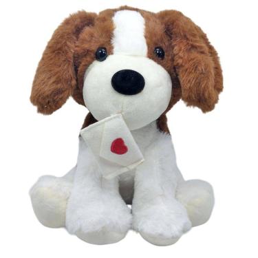 Imagem de Cachorro Pelúcia Apaixonado 25 Cm Altura Fofinho Marrom